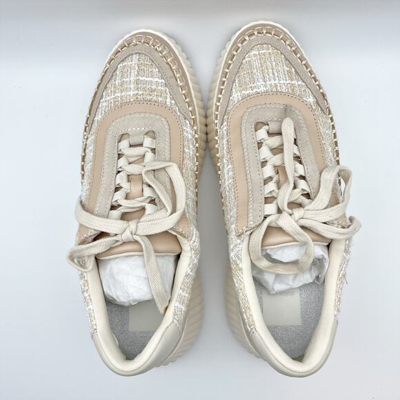 Dolce Vita Women's Dolen Leather Sneaker Size 7 Ivory Tan Lace-Up Closure NIB - Picture 9 of 11